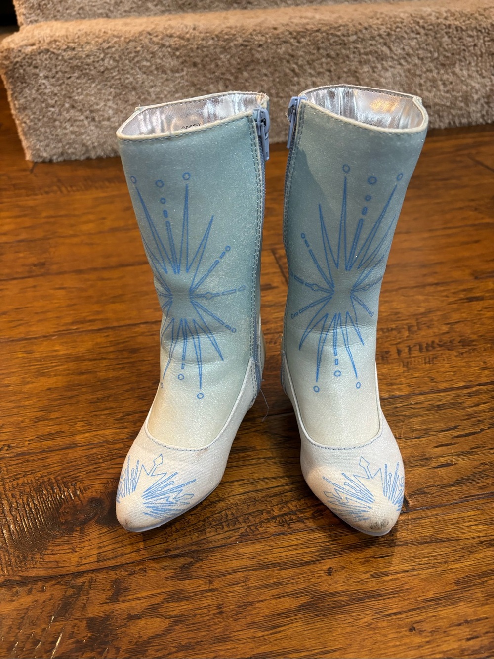 Girls' Light Blue Sparkle Mid-Calf Boots